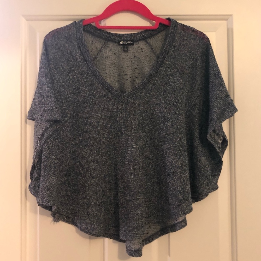 Lily White Blue Flowy Butterfly Sleeve Top